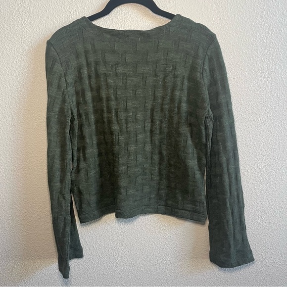 FLAW with Tags Madewell Basket-Weave Stitch Long-Sleeve Sweater Tee Green XS - Picture 8 of 11